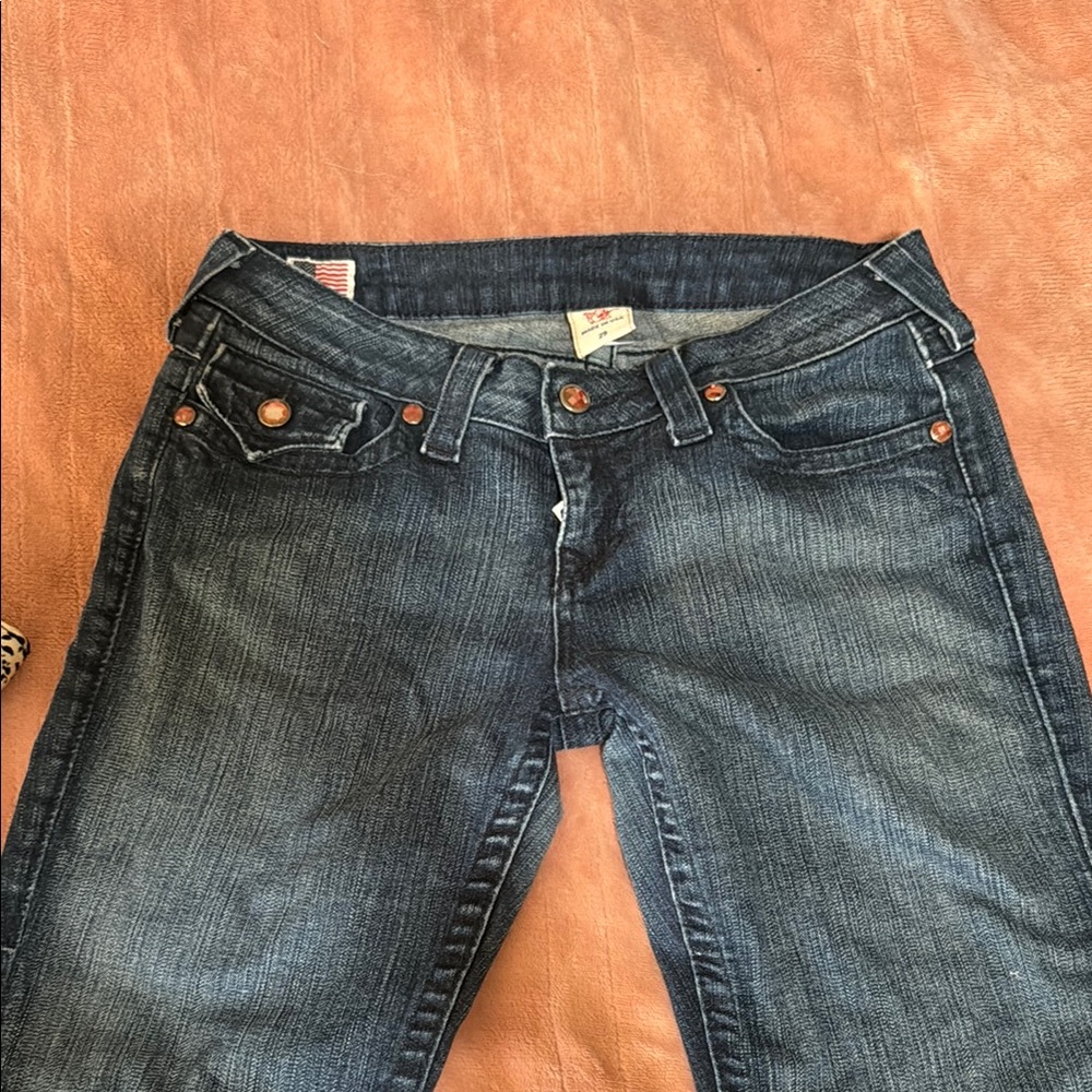 True Religion Women's Dark Blue Straight Leg Jeans